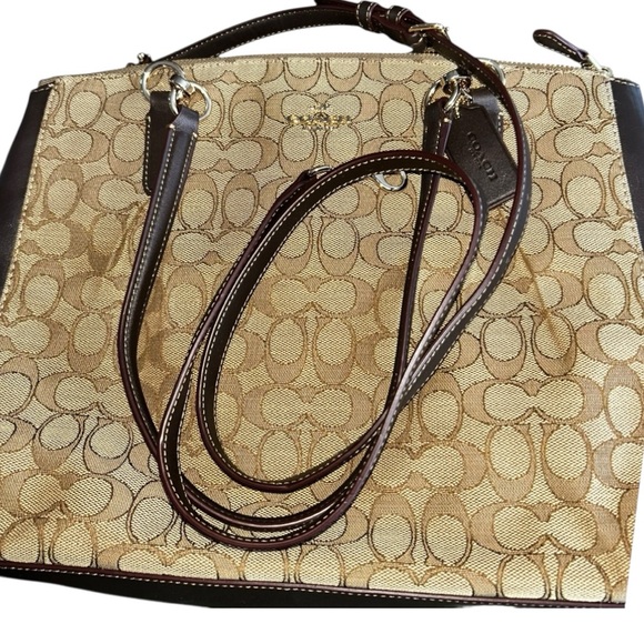 NWOT Coach Christie Carryall Signature Canvas Tote Brown Monogram + COA - Picture 5 of 14